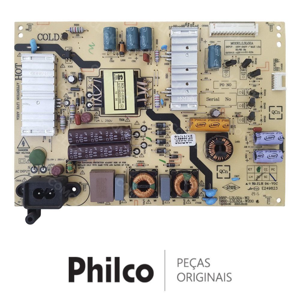 Placa Fonte 168P-L3L02A-W2 / 5800-L3L02A-W200 TV Philco PH43E30DSGW