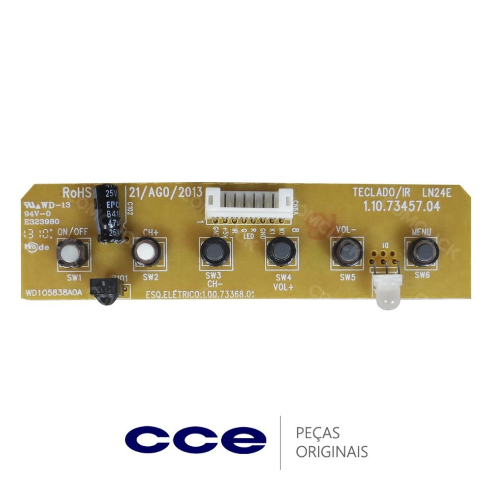 Placa Função com Placa IR (Receptora do Controle Remoto) 1.10.73457.04 para TV CCE LN24W, LN24GW